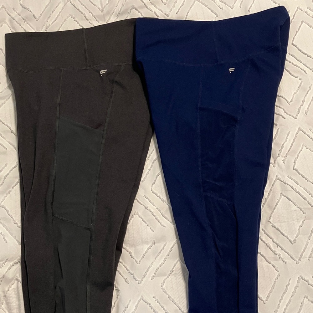 Fabletics Women's Powerhold Leggings - Gray and Navy blue